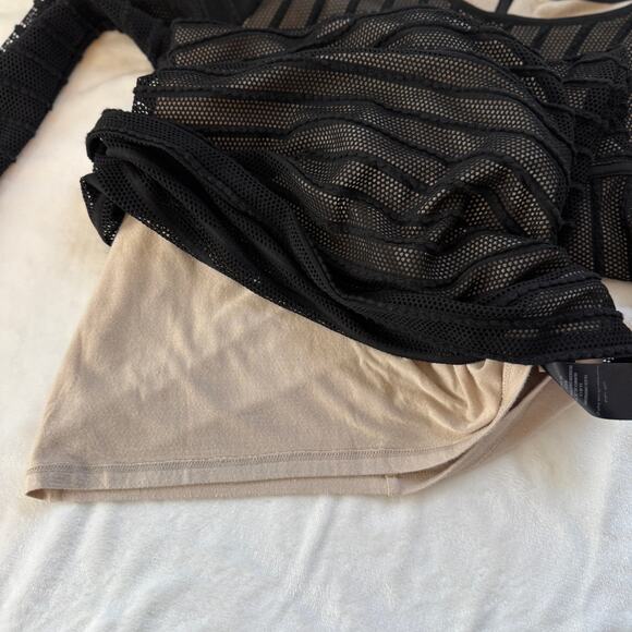 Bebe Black Mesh Bodycon Long Sleeve Mini Dress Glam Club Night Out Style - Picture 15 of 15